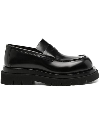 Bottega Veneta Lug polished leather loafers - Noir