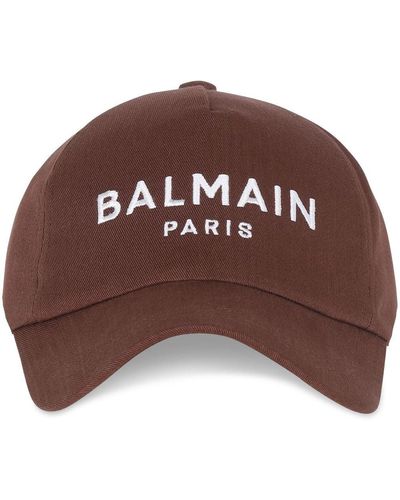 Balmain Cappello da baseball con ricamo - Marrone
