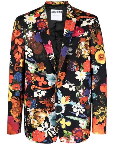 Moschino Floral-print Single-breasted Blazer - Red