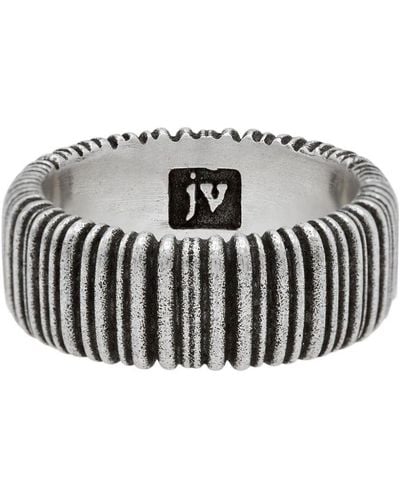 John Varvatos Wire-textured sterling-silver ring - Grau