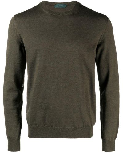 Zanone Crew-neck Fine-knit Sweater - Green