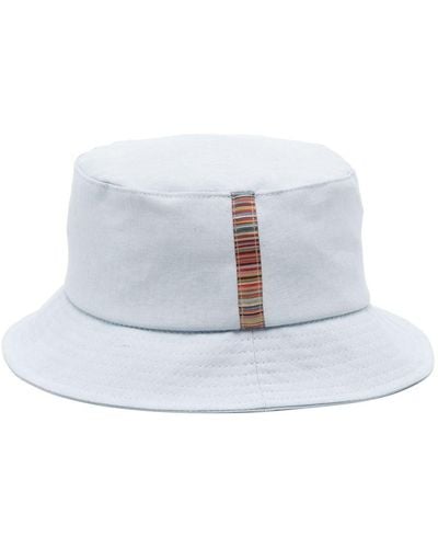 Paul Smith Striped Linen Bucket Hat - White