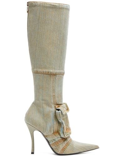 DIESEL D-venus Pocket Denim Knee-high Boots - White