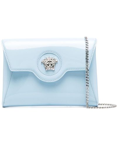Versace Medusa-plaque Patent Clutch Bag - Blue