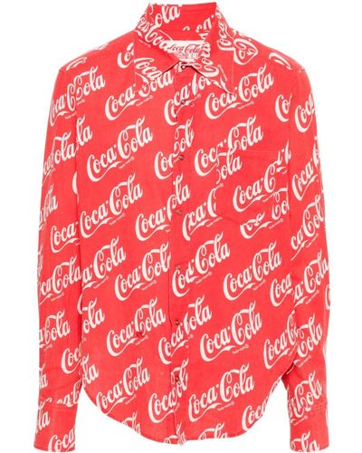 ERL X Coca-cola Overhemd Met Print - Rood