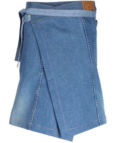 Marine Serre Jeansschürze mit Monogramm - Blau