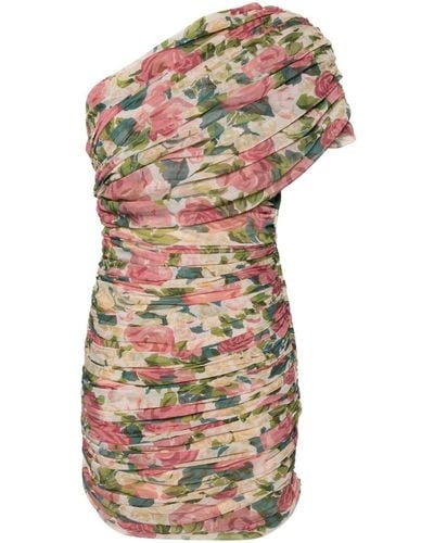 Saint Laurent Vestido corto con estampado floral - Gris