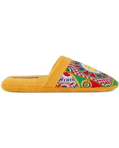 Dolce & Gabbana Abstract-print Terry Slippers - Yellow
