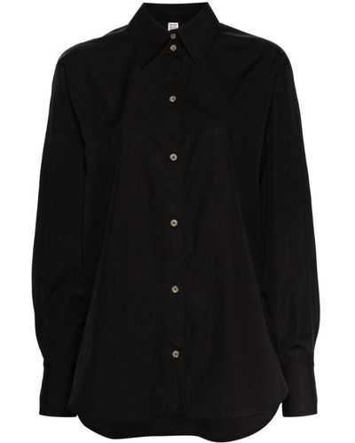 Totême Poplin Organic Cotton Shirt - Black