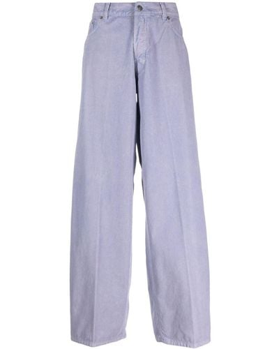 Haikure Pantalon en velours côtelé à coupe droite - Bleu