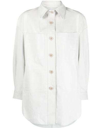 Salvatore Santoro Oversized Leather Shirt Jacket - White