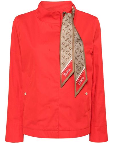 Herno Scarf-embellishment Cotton Jacket - Red