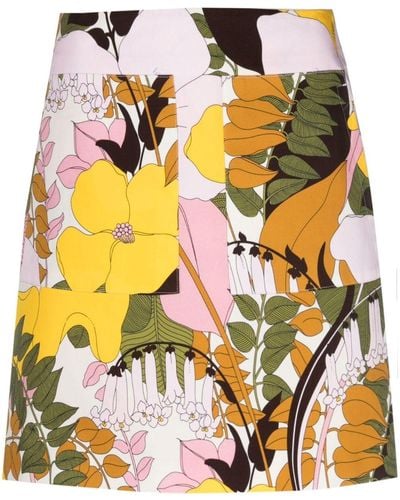 La DoubleJ Floral-print Stretch-cotton A-line Miniskirt - Pink
