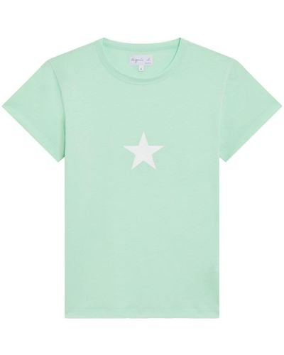 agnès b. Star-print Cotton T-shirt - Green