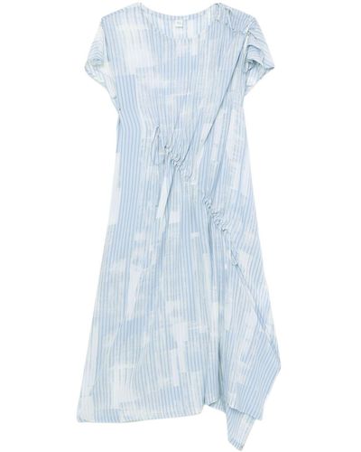 Y's Yohji Yamamoto Stripe-pattern Round-neck Dress - Blue