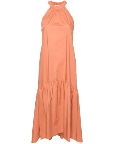 Twin Set Halterneck Cotton Maxi Dress - Orange
