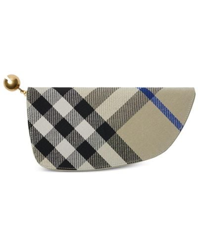 Burberry Large Shield Checked Wallet - Grey