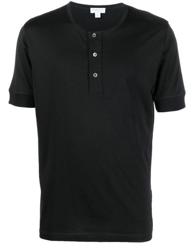 Sunspel Henley T-shirt - Zwart