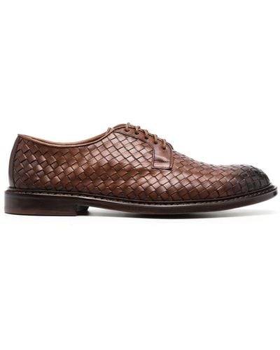 Doucal's Interwoven Leather Derby Shoes - Brown
