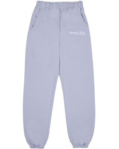 Sporty & Rich Pantalon de jogging French en coton - Bleu