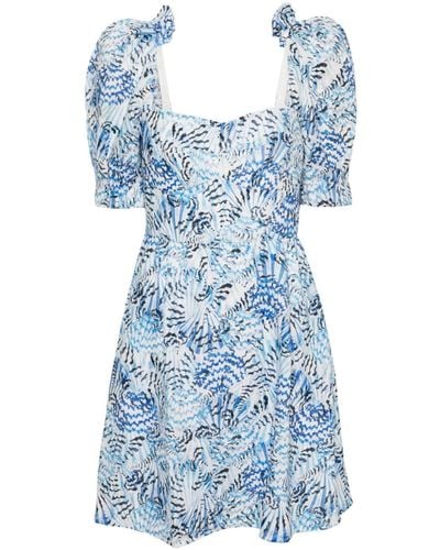 Saloni Rachel Abstract-print Mini Dress - Blue