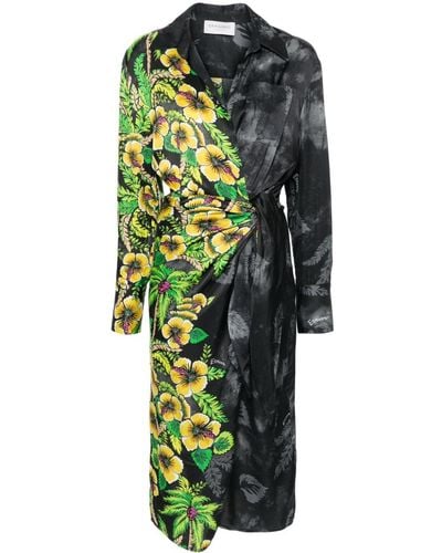 ERMANNO FIRENZE Floral-print Wrap Midi Dress - Green