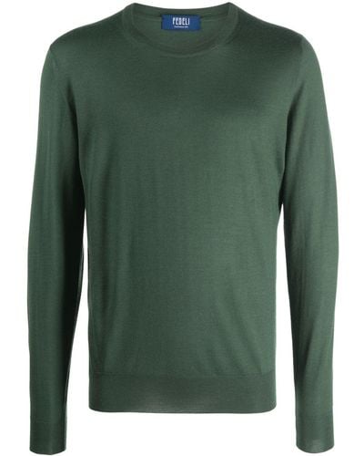 Fedeli Crew-neck Jersey-knit Jumper - Green