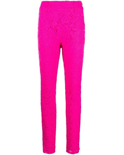 ROTATE BIRGER CHRISTENSEN Floral-lace Slim-fit Pants - Pink