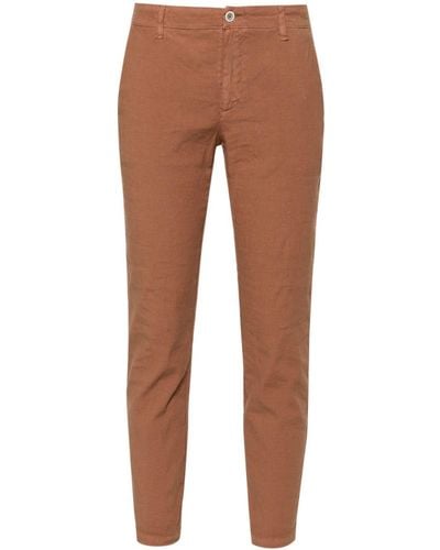 120% Lino Mid-rise Cropped Pants - Brown