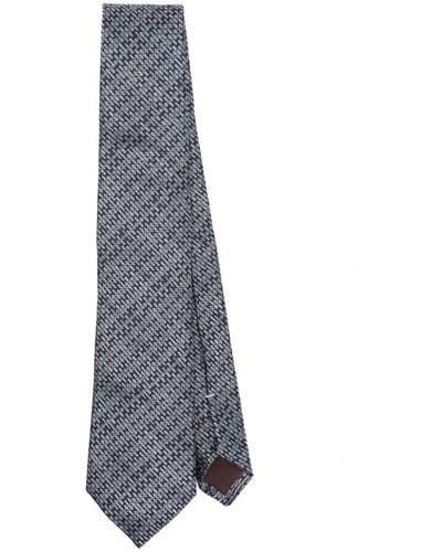 Canali Patterned-jacquard Silk Tie - Grey