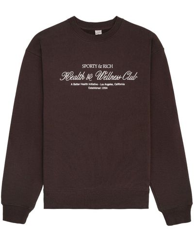 Sporty & Rich Embroidered-logo Cotton Sweatshirt - Brown