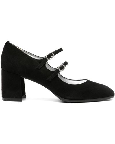 CAREL PARIS Alice 60mm Crystal-buckle Suede Court Shoes - Black