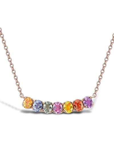 Pragnell 18kt Rose Gold Rainbow Fancy Sapphire Line Pendant Necklace - Pink
