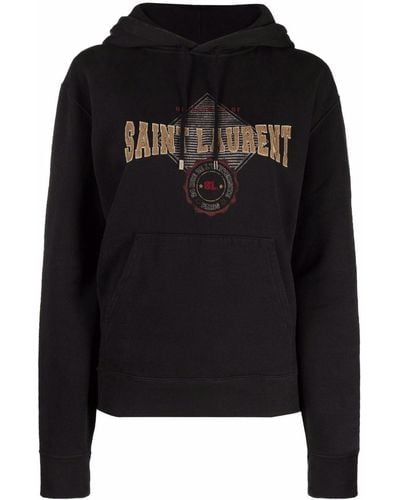 Saint Laurent サンローラン Empiecement ロゴ パーカー - ブラック