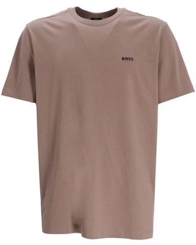 BOSS T-shirt Met Logoprint - Bruin