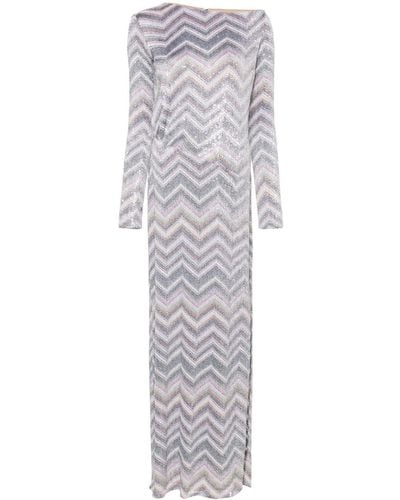 Missoni Sequinned Zigzag Maxi Dress - Grey
