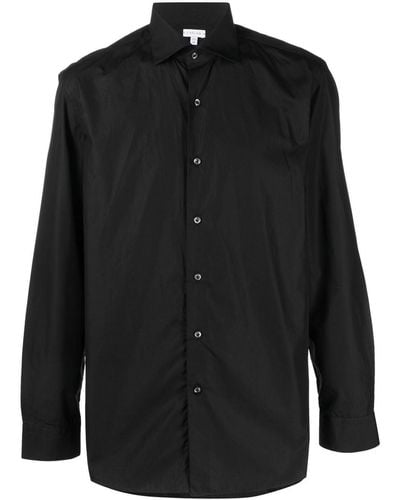 Caruso Long-sleeve Classic Cotton Shirt - Black