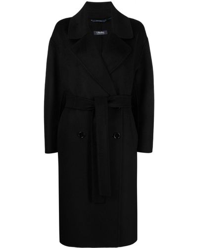 Max Mara Belted Double-breasted Wool-blend Coat - Black