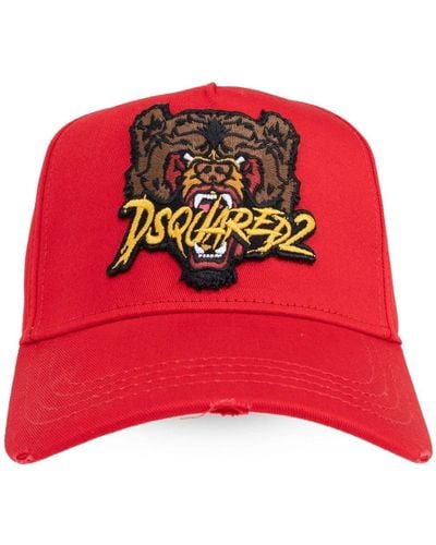 DSquared² Tiger-appliqué baseball cap - Rosso