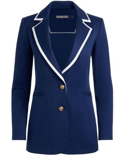 Alice + Olivia Breann Long Fitted Two Button Blazer - Blue