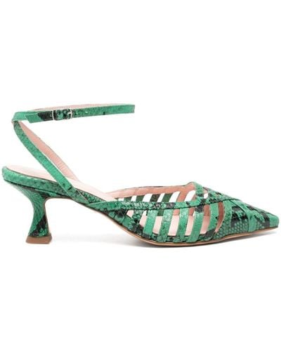 Anna F. 1741 70mm Snakeskin Court Shoes - Green