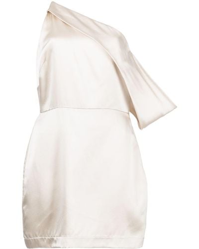 Michelle Mason Vestido corto con hombros drapeados - Metálico