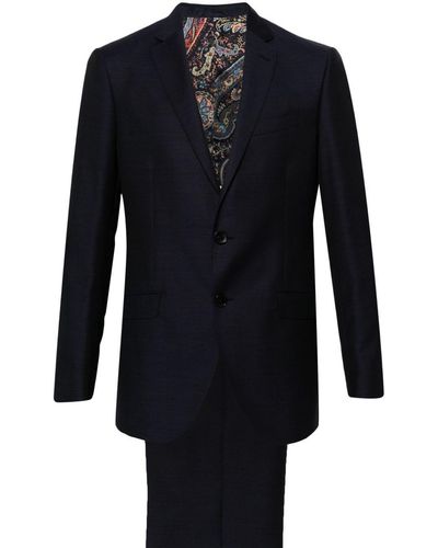 Etro Jacquard Wool Suit - Blue