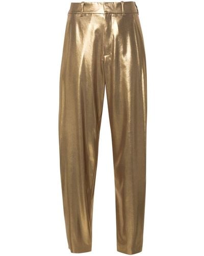 Ralph Lauren Collection Cassidy Laminated-finish Tapered Trousers - Natural