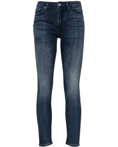 Armani Exchange Stonewashed Distressed Tapered Jeans - Blue