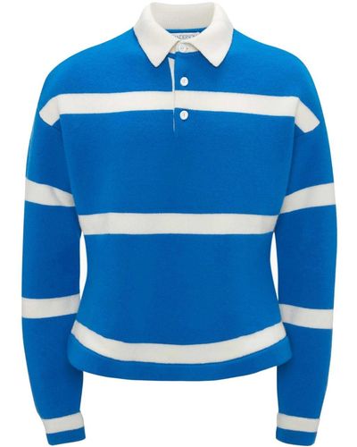 JW Anderson Striped Long-sleeve Polo Shirt - Blue