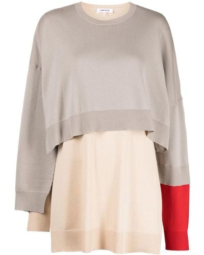 Enfold Double-sleeved Layered Sweatshirt - Natural