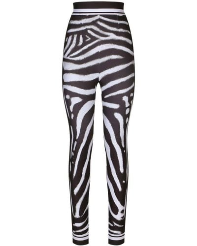 Dolce & Gabbana High-Rise Leggings mit Zebra-Print - Schwarz