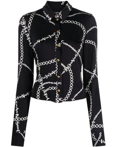 Versace Jeans Couture Camisa con collar estampado - Negro