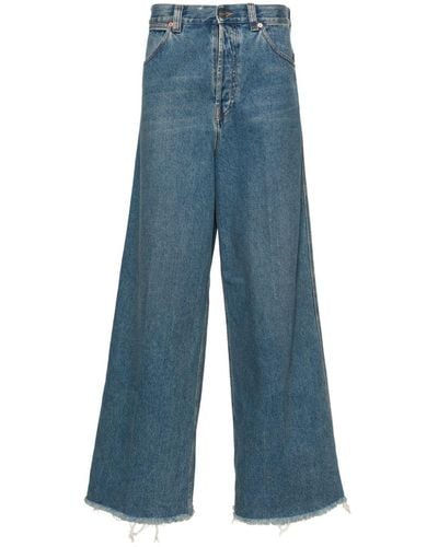 Gucci Wide-Leg-Jeans mit Logo-Patch - Blau